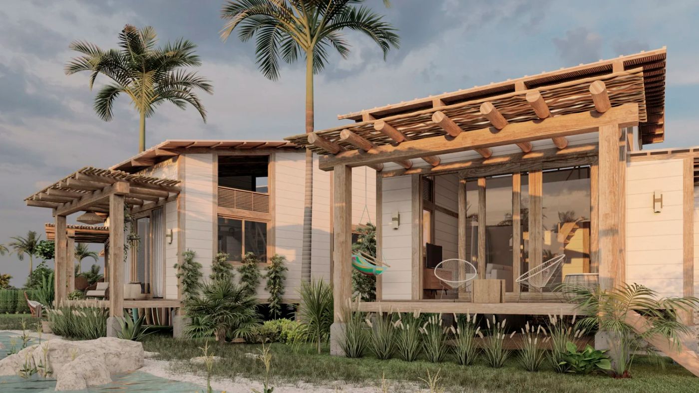 Cakora beachfront home with wooden pergolas