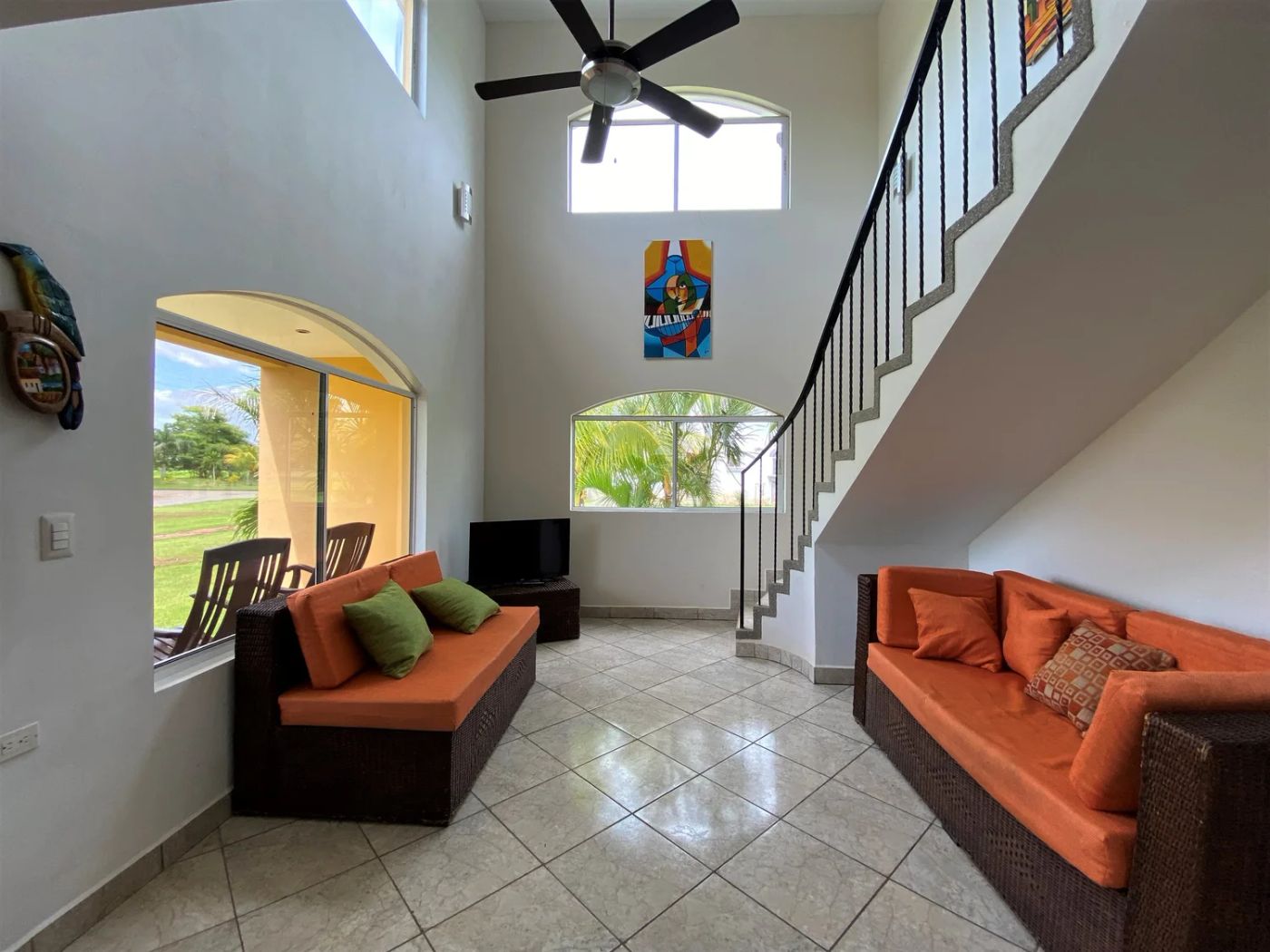 Casa Charros living room with wicker sofas