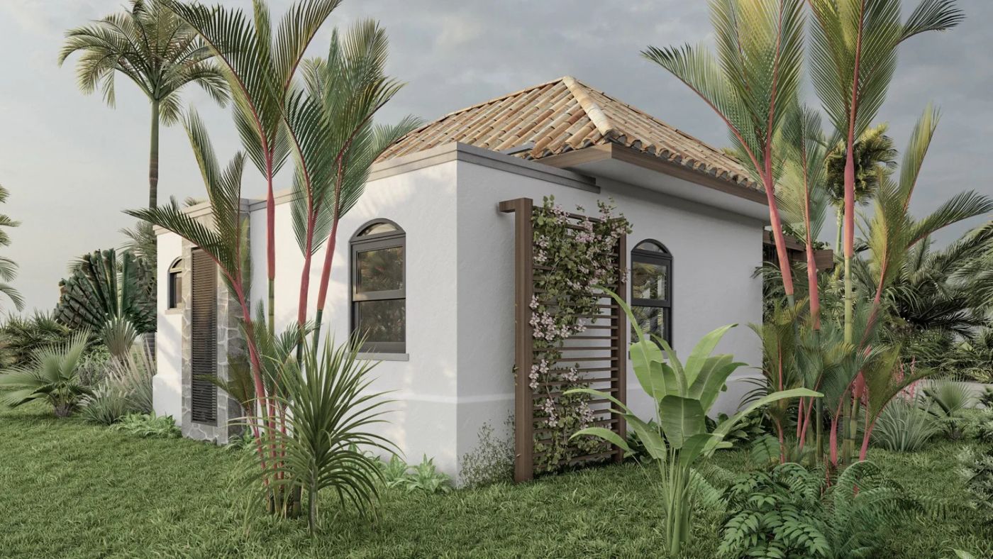 Galician home surrounded by tropical plants
