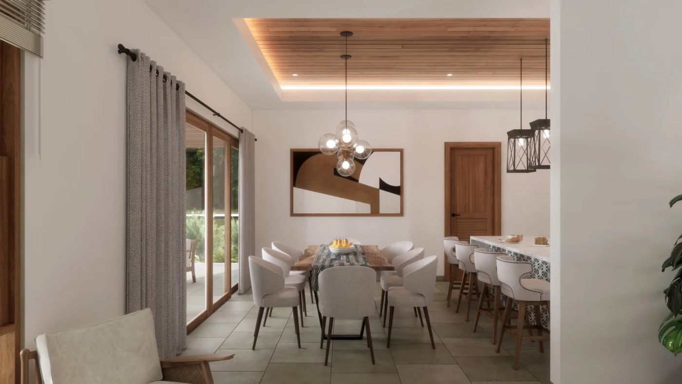 Jacana dining room with wooden table