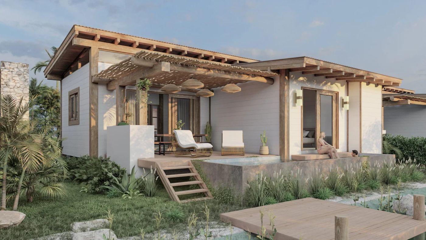 Tula waterfront home with wooden exterior and patio